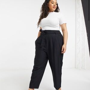 ASOS DESIGN Curve tailored tie waist tapered ankle grazer 16 plus